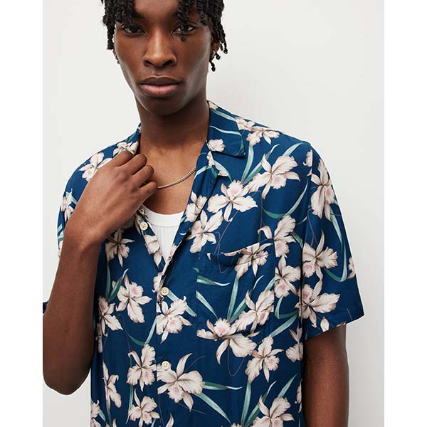 Allsaints Australia Mens Biarritz Floral Shirt Ink AU85-067